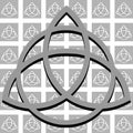 Triquetra on spotted background in black and white