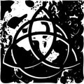 Triquetra on spotted background in black and white