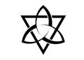 Triquetra with Triangle logo, Trinity Knot tattoo, Pagan Celtic symbol Triple Goddess. Wicca sign, book of shadows, Vector Wiccan