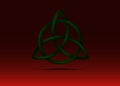 Triquetra, Trinity Knot, Wiccan symbol for protection. Vector Black Celtic trinity knot set isolated on red background. Royalty Free Stock Photo