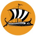 Ancient Greek Trireme ship. Vector illustration