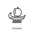 trireme icon. Trendy modern flat linear vector trireme icon on w
