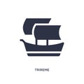 trireme icon on white background. Simple element illustration from greece concept Royalty Free Stock Photo