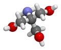 Tris buffering agent molecule. Also known as tromethamine. 3D rendering.