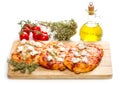 Tris of mixed pizza Royalty Free Stock Photo