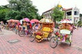 Trishaw decorated with colorful flower Royalty Free Stock Photo