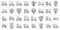 Trishaw icons set outline vector. Bike indian transport