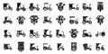 Trishaw icons set simple vector. Bike indian transport