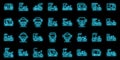 Trishaw icons set vector neon