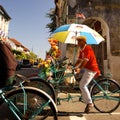 Trishaw ride, Penang, Malaysia. Royalty Free Stock Photo