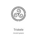 triskele icon vector from ancient greece collection. Thin line triskele outline icon vector illustration. Linear symbol for use on