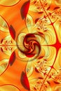 Triskelion on fire, flaming triskelion fractal art