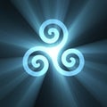 Triskelion spiral symbol light flare