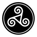 Triskelion symbol icon in a black circle