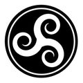 Triskelion symbol icon in a black circle