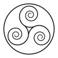 Triskelion symbol icon with a white background