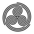 Triskelion of three three fold spirals symbol