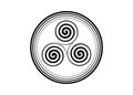Triskelion or triskele symbol. Triple spiral Celtic sign. Wiccan fertility symbol round logo design. Art print tattoo simple sign