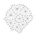 Tristan da Cunha map of polygonal mosaic lines network, rays, dots illustration.