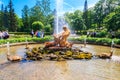 Triton fountain in lower park of Peterhof in Saint Petersburg, Russia Royalty Free Stock Photo