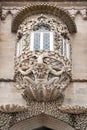 Triton over the entrance, Pena National Palace, in Sintra Royalty Free Stock Photo