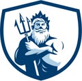 Triton Trident Arms Crossed Crest Retro Royalty Free Stock Photo