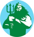 Triton Trident Circle Retro Royalty Free Stock Photo