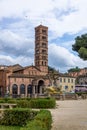 Tritons fountain and Basilica of Saint Mary in Cosmedin - Rome, Italy