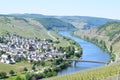 Trittenheim, Germany - 06 01 2021: Mosel valley with summer vineyards and village Trittenheim Royalty Free Stock Photo