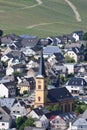 Leiwen, Germany - 06 01 2021: aerial view of Trittenheim, village center with the church