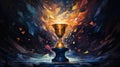 Triumph and Achievement: A Golden Trophy in Abstract Splendor