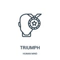 triumph icon vector from human mind collection. Thin line triumph outline icon vector illustration. Linear symbol for use on web Royalty Free Stock Photo