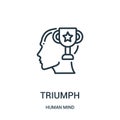 triumph icon vector from human mind collection. Thin line triumph outline icon vector illustration. Linear symbol for use on web Royalty Free Stock Photo