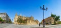 Triumph Square in front of the Royal Alcazar with a view of the Cathedral and Archivo de Indias. Panorama