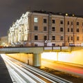 Triumph Square and transport metropolis, traffic blurry lights