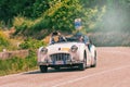 TRIUMPH TR 3 SPORTS 1956 on an old racing car in rally Mille Miglia 2018 the famous italian historical race 1927-1957 Royalty Free Stock Photo