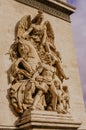 The Triumphal Arch Arc de Triomphe de l`Etoile on Place Charles de Gaulle, in Paris, France