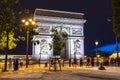 Triumphal arch Arc de Triomphe at night, Paris, France Royalty Free Stock Photo