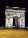 Triumphal arch Arc de Triomphe at night, Paris, France Royalty Free Stock Photo