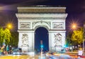 Triumphal arch Arc de Triomphe at night, Paris, France Royalty Free Stock Photo