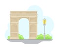 Triumphal Arch as Paris Travel Landmark Vector Illustration Royalty Free Stock Photo