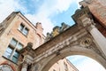 A triumphal arch in Bruges, Belgium, dedicated to victims of World War I. Neoclassic architecture style.