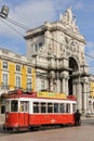 Triumphal arch in Commerce Square. Lisbon.Portugal Royalty Free Stock Photo