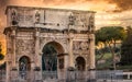 The triumphal Arch of Constantine next to the Colosseum in Rome.