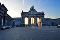 Triumphal arch in the evening in Cinquantenaire Park, Brussel, Belgium Jubelpark, Jubilee Park Royalty Free Stock Photo