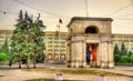 The Triumphal Arch and the Government building in Chisinau - Mol Royalty Free Stock Photo