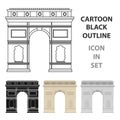 Triumphal arch icon in cartoon style