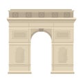 Triumphal arch icon in cartoon style isolated on white background.