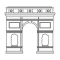 Triumphal arch icon in outline style isolated on white background.