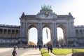 Triumphal Arch in Jubilee Park Parc du Cinquantenaire on a sunny day Royalty Free Stock Photo